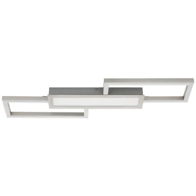 Imagen de Eglo LED de techo Monirote, pendiente minimalista con control remoto, luminaria regulable metal en níquel mate y plástico blanco, luz cocina blanco cálido frío, L 78 cm
