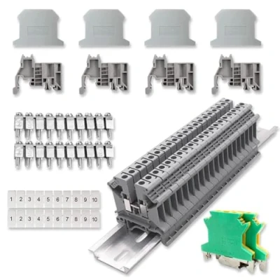 Imagen de yotutun Bloques de Terminales Carril DIN, UK 2.5B Kit Riel Cableado Rápido Enchufable Bornes Conexion Electrica para Proyectos Automatización Bricolaje