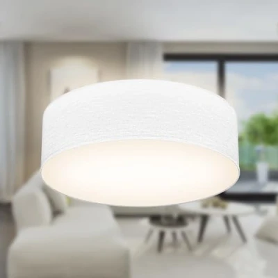 Imagen de B.K.Licht Lámpara de Techo textil, Pantalla tela, Fácil montar, Luz suave, 1 Casquillo E27 Max 40W, elegante Plafon Dormitorio, Cocina, Salón, Ø 30cm, Sin bombilla, Blanco