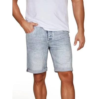 Imagen de riverso RIVTom Pantalones Vaqueros Cortos para Hombre, Corte Regular, algodón, Bermudas, Shorts, Negro, Gris y Azul, W30 W42 Azul Claro Denim (L139) W34