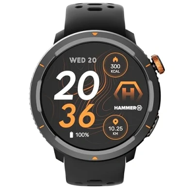 Imagen de Hammer Smartwatch 2 Lite, Pantalla AMOLED de 1,43 Pulgadas, función Always on Display, batería 370 mAh con hasta 15 días duración una Sola Carga, Resistencia al Agua 3 ATM, Bluetooth
