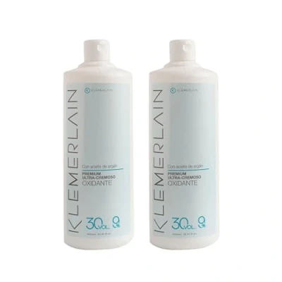 Imagen de K KLEMERLAIN Oxigenada en crema para el cabello, Oxidante capilar ultra cremoso, Coloración permanente del Vegano. Tinte pelo 2 uds de 1L (30 vol, 9%)