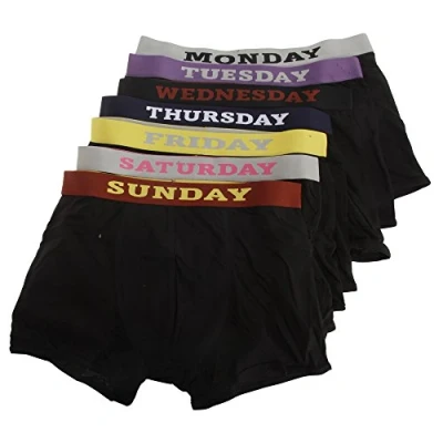 Imagen de Universal Textiles Calzoncillos/Boxer de los dias la semana Hombre caballero(Pack 7 calzoncillos) (M (cintura 84 89cm)) (Negro)