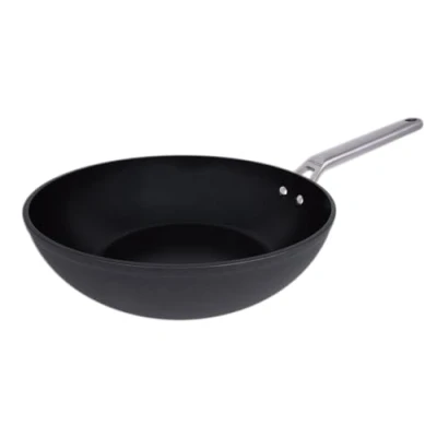 Imagen de Arcos Serie Samoa Wok Antiadherente 28 cm Aluminio Forjado Full Induction Mango Acero Inoxidable Efecto Frio Sistema ahorro energético Apta lavavajillas Color Negro