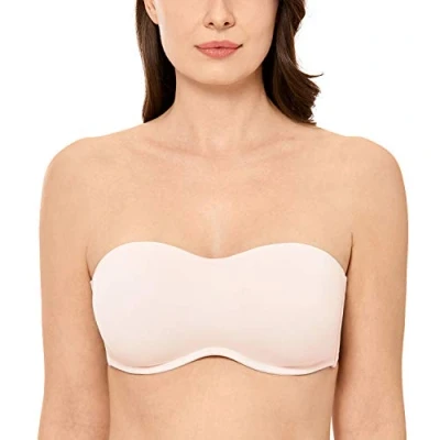 Imagen de DELIMIRA Sujetador Reductor con Aros sin Relleno Tirantes Tallas Grandes para Mujer Rosa Blanca 105C