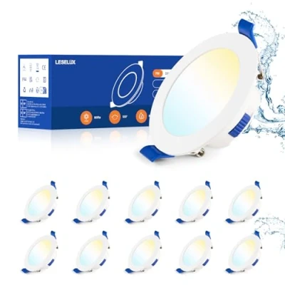 Imagen de Leselux Downlight LED Techo Empotrable Regulable, 10x IP44 Ojos de Buey 7W Luz Cálida 3000K Neutra 4000K Fría 6500K 700lm, 29mm Extraplano Foco Agujero 68 75mm AC 220 240V