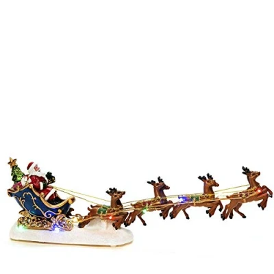 Imagen de Konstsmide Luces de Navidad Papá Noel en trineo con reno. Adorno Navidad/Funciona pilas: 3 x AAA (no incluidas) / Escena diodos multicolor.