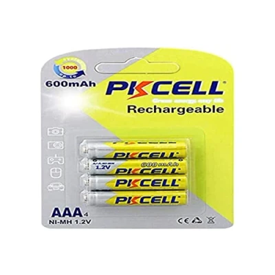 Imagen de PKCELL Pilas Recargables AAA Ni MH, 1,2 V, 600 mAh, Paquete de 4 Unidades