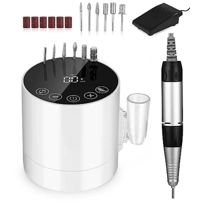 Imagen de 35000 RPM Torno para Uñas Profesional, Lima electrica uñas, de Profesionales, Set Manicura y Pedicura con Pedal 6 Brocas, Uñas,Molinillo Eléctrico Gel o Acrilicas