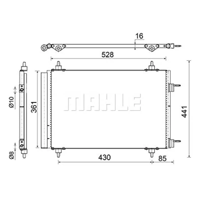 Imagen de MAHLE ORIGINAL AC 554 000S Condensador con secador 10 8 528 CITROËN: C4 I Grand Picasso, Picasso 1, PEUGEOT: 5008 I, 3008