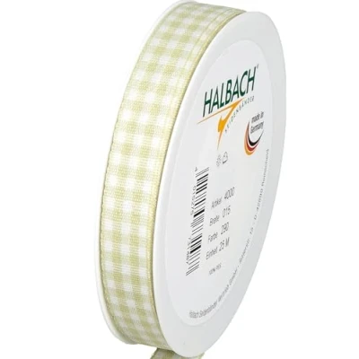 Imagen de Halbach Seidenbänder Vichy Cinta de regalo a cuadros (15 mm ancho, 25 m largo, fabricada en Alemania), diseño muchos colores