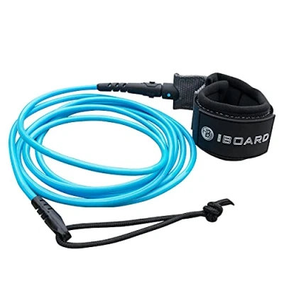 Imagen de iBOARD correa para tabla de surf, cuerda recta, surf una sola vuelta longboard, remo, tablas 5,5 mm, repuesto 6/7/8/9 pies Negro y azul