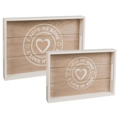 Imagen de Out of the blue Set de 2 Bandejas Madera Gris 144194 30 x 20 cm
