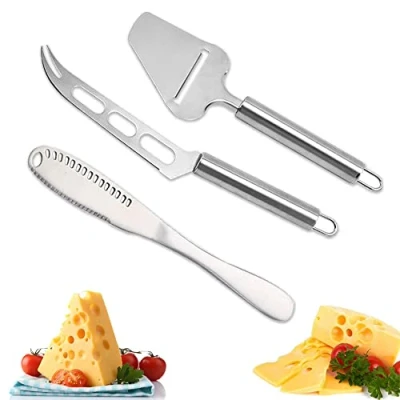 Imagen de CaiYuanGJ 3 Piezas Cortador de Queso, Acero Inoxidable Cuchillo para Juego Cuchillos Queso Inoxidable, Set y Mantequilla