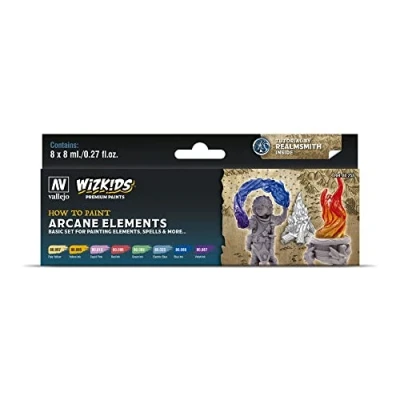 Imagen de Acrylicos Vallejo WizKids Arcane Elements Juego de Colores (8 x 8 ml) Modelo, Various, ml (Paquete 8) (214966)