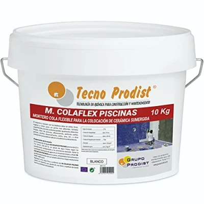 Imagen de M COLAFLEX PISCINAS de Tecno Prodist (10 Kg) Adhesivo cementoso mejorado flexible ideal para la colocación baldosas en contacto permanente con agua como piscinas, depósitos agua, etc (Blanco)