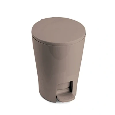 Imagen de Tatay Papelera Baño con Pedal Diabolo, 5L de Capacidad, Polipropileno, Interior Extraíble, Libre BPA, Color Visón, Medidas 19.00x21.00x28.20 cm