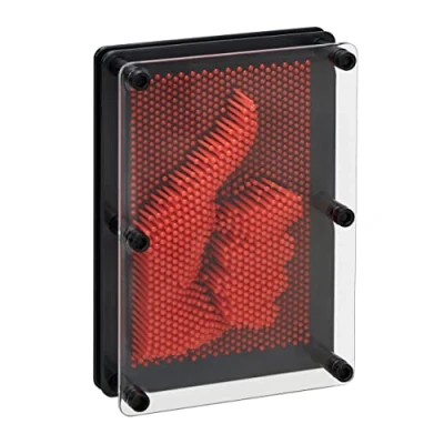 Imagen de Relaxdays Pinart Nail Tablero Pin Art, Escultura 3D, 13x18cm, Juego Pinchitos, Molde Clavos Decorativo, Rojo