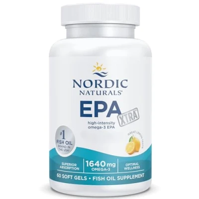 Imagen de Nordic Naturals, EPA Xtra, 1640mg Omega 3, Aceite de Pescado con y DHA, Sabor Limón, 60 Cápsulas blandas, Probado en Laboratorio, Sin Soja, Gluten, No GMO