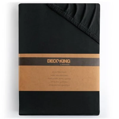 Imagen de DecoKing Sábana Bajera Ajustable 160x200 180x200 cm 100% Algodón Peinado Jersey Suave Sabana 160x200cm 180x200cm Negro Amber