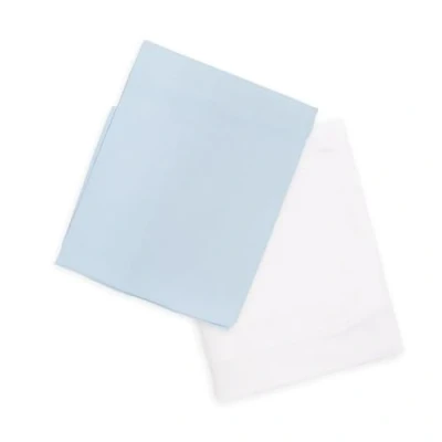 Imagen de Ti TIN Pack de 2 Sábanas Bajeras para Cuna o Minicuna 100% Algodón Ajustables con Elásticos Bebé Unidades Blanco y Azul Celeste 50 x 80 cm