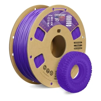 Imagen de OVERTURE Filamento de TPU Rollo Flexible 1,75 mm, Suave Para Impresora 3D 95A, Carrete 1 kg (2,2 libras), Precisión Dimensional +/ 0.02 mm(Púrpura)