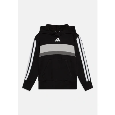 Imagen de adidas Performance Seasonal Essentials Tiberio 3 Stripes Hoodie Junior Unisex Jersey con capucha para niños, Talla: 15 16a, Black/white/grey two
