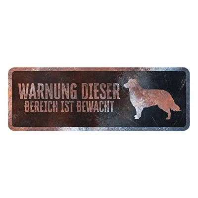 Imagen de D&amp;D Home, Panel de Aversión Atención al Perro, 40x13x0,3 cm, Versión Alemana, Fondo Negro, Señal Advertencia Metal Resistente óxido con Texto Divertido