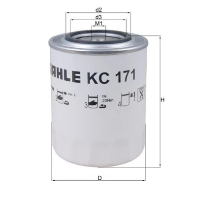 Imagen de MAHLE ORIGINAL KC 171 Filtro Combustible enroscable RENAULT TRUCKS: Premium 2, Magnum, Midlum, MAN: TGA, TGX, TGS, VOLVO: FH, FM, FE