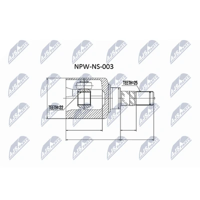 Imagen de NTY NPW NS 003 Junta Homocinética lado de rueda, Eje delantero, izquierda, engranaje NISSAN: Primera Berlina
