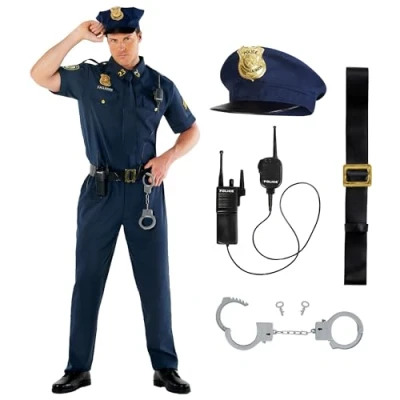 Imagen de Morph Disfraz Policia Hombre Adulto, Adulto Hombre, Traje Hombre,Disfraces Carnaval Talla L