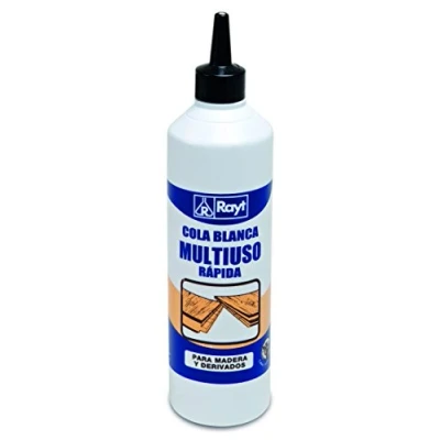 Imagen de Rayt 036 07 Botellín de cola blanca multiuso rápida para madera, papel, cartón, cerámica y todo tipo materiales porosos, 500gr