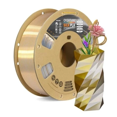 Imagen de OVERTURE Seda Dual Color PLA Filamento de 1,75 mm, Bobina 1 kg (2,2 lb), SILK Precisión Dimensional +/ 0.02 Para Impresora 3D (Seda Dorada Astilla)