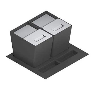 Imagen de Menage Confort Cubo de Basura y Reciclaje para cajón Cocina Tapa Acero Inoxidable, PP Antracita, 600 mm Ancho Mueble/Alto Producto 295