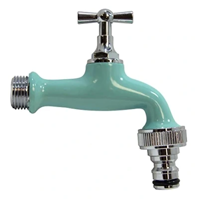 Imagen de S&amp;M 590221 Grifo de jardín regulable ½ azul aguamarina con toma automática para manguera COLORTAPS
