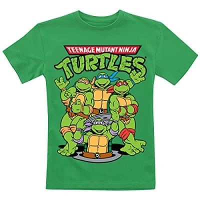 Imagen de Teenage Mutant Ninja Turtles Mercancía con Licencia Oficial TMNT Group La Camiseta del Niño Unisexo Verde 11/12 Años