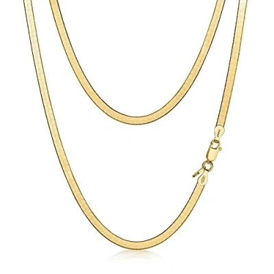 Imagen de Amberta Cadena Plana de Serpiente para Mujer en Plata Ley 925: 18K Chapada Oro 3 mm 45 cm