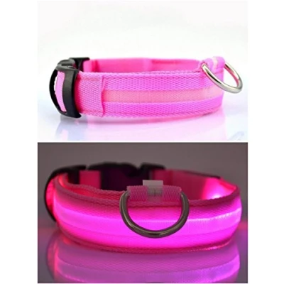 Imagen de Mejor perro visibilidad y seguridad USB Batería LED Collar de pilas se conecta a dispositivos no gran diversión tu es más visible seguro (TAMAÑO ROSADO GRANDE)