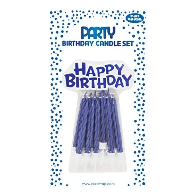Imagen de Clairefontaine 26571 BC Juego de 12 velas y portavelas soporte &quot;Happy Birthday&quot;, color azul