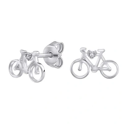 Imagen de SILVEGO MW14247 Pendientes para Mujer de Plata 925 Bicicleta con Circonita