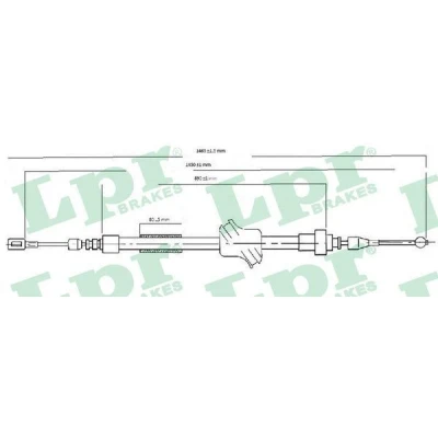 Imagen de LPR C0034B Cable de Freno Mano 1455/890 Discos AUDI: 100 C4 Avant, C3 Berlina