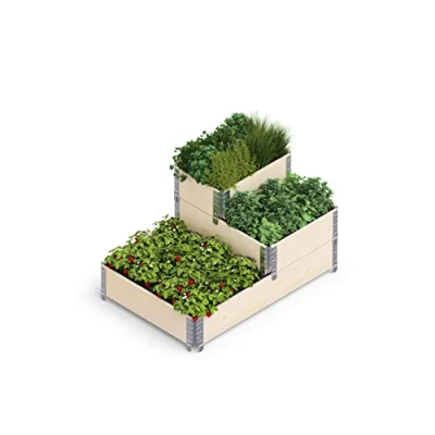 Imagen de Upyard Stepped Bed Moderna Cama elevada de Marco palé bancal Modular, Madera Natural, para jardín y terraza, 120 x 80 58,5, Natural