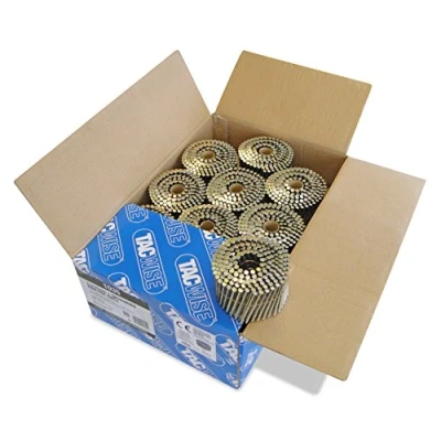 Imagen de Tacwise 1035 Clavos en Bobina Plana Galvanizados Tipo 3,3 x 75 mm, Punta Diamante, Vástago Anillado, Inclinados 16, Bobinados con Alambre, Paquete de 4000