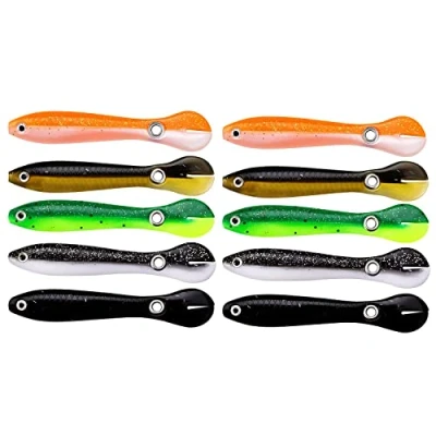 Imagen de Wisboey SeñUelo de Pesca BióNico Suave 10 Piezas, Cebo Falso Pesca, para Agua Salada y Dulce, NatacióN Hundimiento Lento