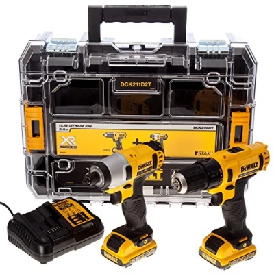 Imagen de DEWALT DCK211D2T QW KIT Taladro Atornillador (DCD710) XR 12V + Impacto (DCF815) Organizador TSTAK V, con 2 baterías Litio 2,0Ah y cargador