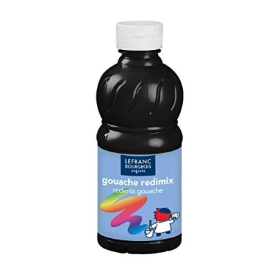 Imagen de Lefranc &amp; Bourgeois Educación, Gouache líquida Redimix, témperas para niños, 250ML Negro, Pinturas niños y Manualidades