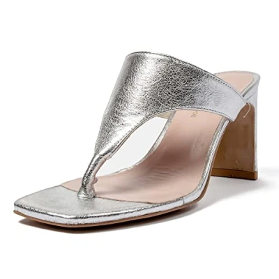Imagen de L37 HANDMADE SHOES Sayonara, Sandalia de tacón Mujer, Plata, 36 EU