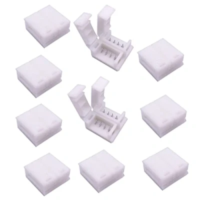 Imagen de LitaElek 10pcs Conector Tira LED RGB 5050 Impermeable, Cinta 4 Pines para Strip Impermeable de 10mm Ancho, Rápido Banda Adaptador Pin