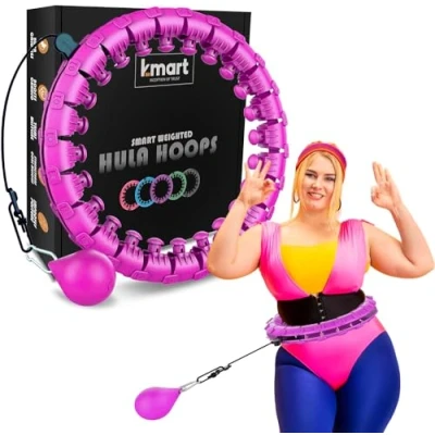 Imagen de K MART Smart Hula Hoops, con Peso Hoops Circle 24 Anillo de Fitness Desmontable Bola Giro automático 360 Grados, Gimnasia, Masaje, Adulto para Bajar