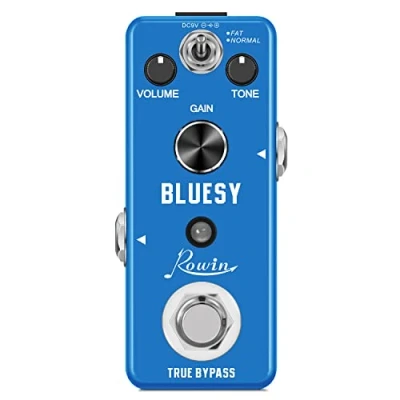 Imagen de Rowin Bluesy Pedal de guitarra con modos FAT y normales, efecto distorsión estilo Blues para eléctrica, bajo, True Bypass LEF 321